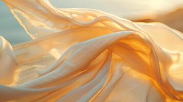 AI generated Ivory Silk Fabric Waving in Breezy Atmosphere, Soft Texture and Light Play Concept generative ai photo