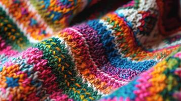 AI generated Vibrant Textured Knit Wool Close-up photo