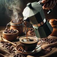 AI generated Bold Awakening A Sip of Black Coffee Essence photo
