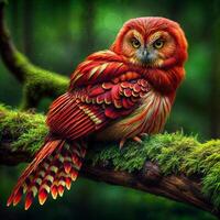 AI generated Crimson Wings The Enigmatic Tale of the Red Owl Hybrid photo