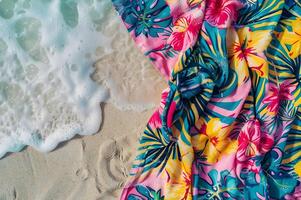 AI generated Matching Beach Towel with Vibrant Patterns photo