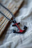 AI generated Anchor Pendant in Navy Blue, Red, and Crisp White photo