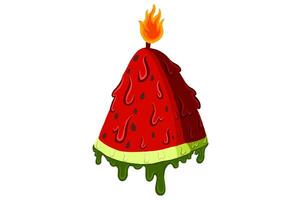 Slice Of Watermelon Fruit Candle Melting Vector