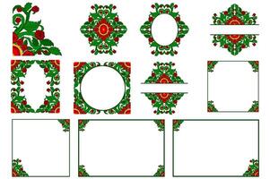 Set Of Flora and Rose Ornament Frame Border Vector For Decoration Design