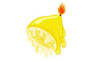 Slice of Lemon Fruit Candle Melting Vector