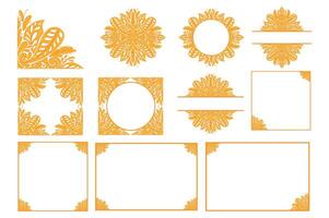 Set Of Golden Ornament Frame Border Vector Design For Decoration Element