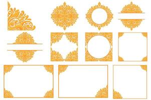 Set Of Golden Ornament Frame Border Vector Design For Decoration Element