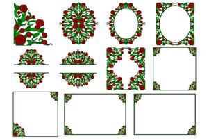 Set Of Flora and Rose Ornament Frame Border Vector For Decoration Design