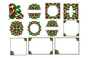 Set Of Flora and Rose Ornament Frame Border Vector For Decoration Design