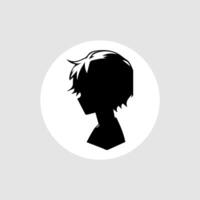 silhouette illustration of a boy in anime style vector