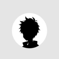 silhouette illustration of a boy in anime style vector