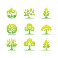 Set of Tree icon concept of a stylized tree with leaves vector
