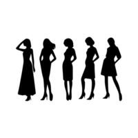 Vector silhouette of a woman on a white background.