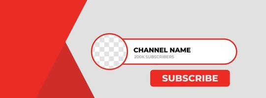 Youtube Channel Name Lower Third. Red Broadcast Banner for Video vector