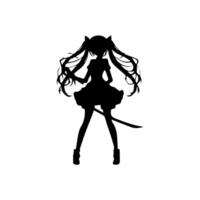 silhouette  girl in anime style Vector illustration Free