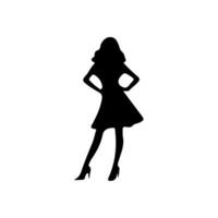 Vector silhouette of a woman on a white background.