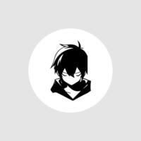 silhouette illustration of a boy in anime style vector