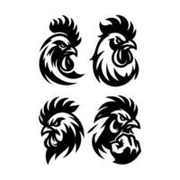 Chicken rooster mascot logo silhouette version vector