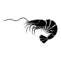 Shrimp sea Caridea animal engraving vector illustration. Scratch board style imitation. Black and white hand drawn image.