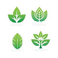 Set of Green Leaf Icon Vector Illustrations. Landscape design, garden, Plant, nature and ecology vector logo. Ecology Happy life Logotype concept icon. Vector illustration, Graphic Design Free Vector