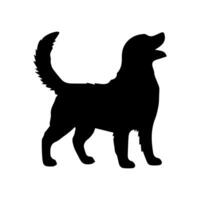 Vector silhouette of dog on white background.