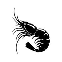 Shrimp sea Caridea animal engraving vector illustration. Scratch board style imitation. Black and white hand drawn image.