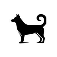 Vector silhouette of dog on white background.