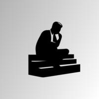 Silhouette of Very sad man alone on white background, Depressed young man vector