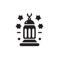 Ramadan Lantern Symbol Monochrome Background Vector Illustration