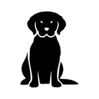 Vector silhouette of dog on white background.