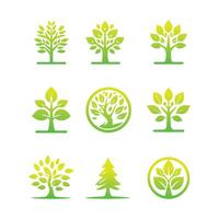 Set of Tree icon concept of a stylized tree with leaves vector