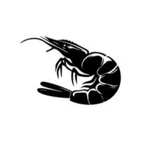 Shrimp sea Caridea animal engraving vector illustration. Scratch board style imitation. Black and white hand drawn image.