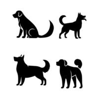 Vector silhouette of dog on white background.