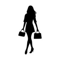 Vector silhouette of a woman on a white background.