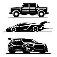 silhouette cars and on the road vehicle icon in isolated background, create by vector. vector