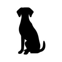 Vector silhouette of dog on white background.