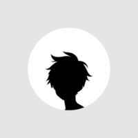 silhouette illustration of a boy in anime style vector