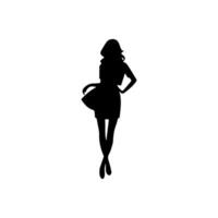 Vector silhouette of a woman on a white background.