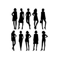 Vector silhouette of a woman on a white background.