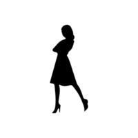 Vector silhouette of a woman on a white background.