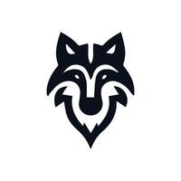 lobo logo frente vista, lobo cabeza silueta logo de animal cara clipart. coyote icono cazador depredador fauna silvestre símbolo vector