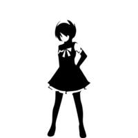 silhouette  girl in anime style Vector illustration Free