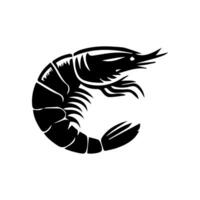 Shrimp sea Caridea animal engraving vector illustration. Scratch board style imitation. Black and white hand drawn image.