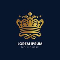 Golden Crown With Gradient Mesh, Vector Illustration