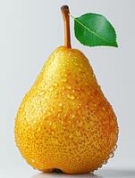 AI generated Pear with drops of water on white background photo