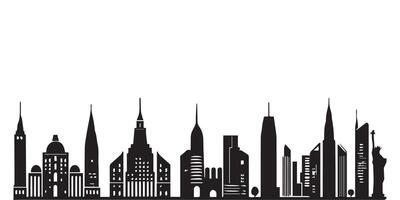 Cityscape silhouette vector, urban skyline isolated on white. Modern city architecture, skyscrapers, buildings vector
