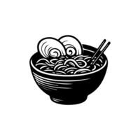 ramen fideos. vector ilustración para mascota logo o pegatinaasiática japonés tradicional comida cocina. acortar arte, menú, póster, imprimir, bandera