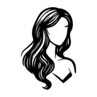 Woman head silhouette, face profile, vignette. Hand drawn vector illustration, isolated on white background. Design for invitation, greeting card, vintage style.