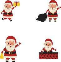 Navidad Papa Noel sombrero icono colocar. con dibujos animados diseño y formas vector