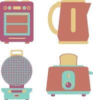 Set of Kitchen Appliances. in Cartoon Design, Vector Illustration.